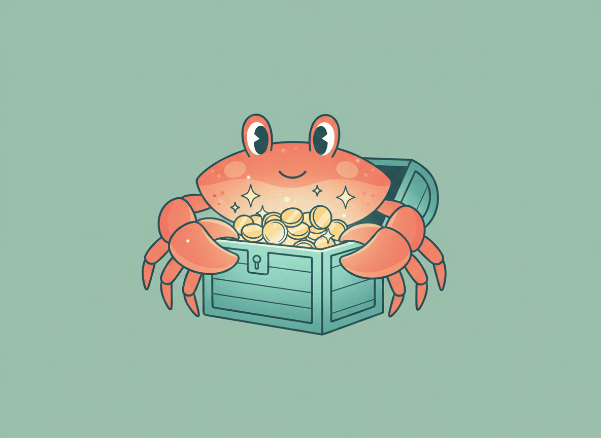 Bonus Crab illustration with reward chest